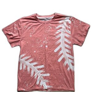 Gameday Chic Baseball Graphic Tee Women L Orange Speckled Americana Sporty Mom